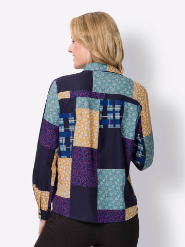 Sieh an! Hemdbluse in royalblau-ocker-bedruckt