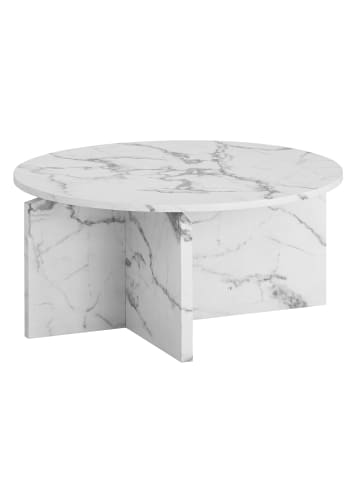 KADIMA DESIGN Couchtisch 70x70x33 cm Sofatisch in Marmor-Optik Modern, Design in Weiß