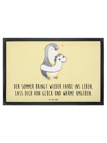 Mr. & Mrs. Panda Schmutzfangmatte Sommerfarben mit Spruch in Gelb Pastell