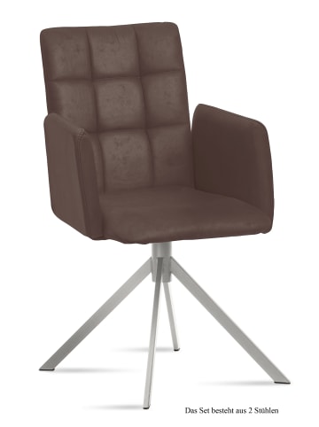 58 aufm Kessel ARMLEHNSTUHL (2er-Set) Dorita 52x91x60 Edelstahl/Braun