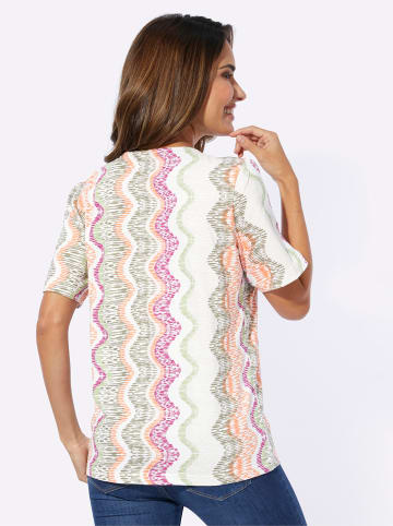 Sieh an! V-Shirt in ecru-khaki-bedruckt