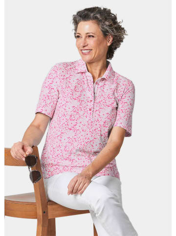 GOLDNER Kurzgröße:  Druckpoloshirt Pikee-Druckpoloshirt in pink / weiß