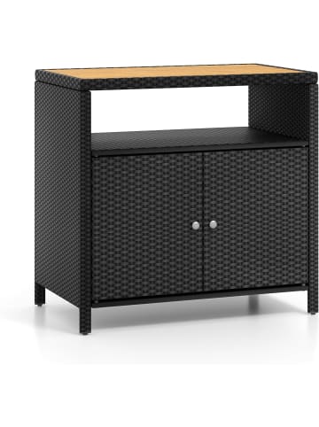 COSTWAY Gartenschrank Rattan 90x53x86cm in Schwarz