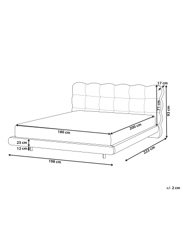 Beliani Doppelbett SOULISSE in Weiß/Schwarz - (W) 198 x (H) 93 x (L) 222 cm