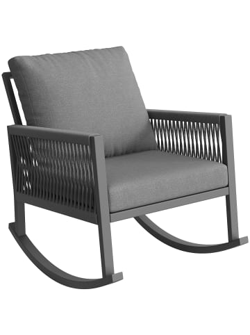 ABRIHOME Outdoor Schaukelstuhl in Grau mit Kissen 65x79x78 cm für Garten Terrasse