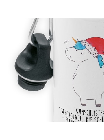 Mr. & Mrs. Panda Getränkeflasche Einhorn Weihnachtsmann mit Spruch in Weiß