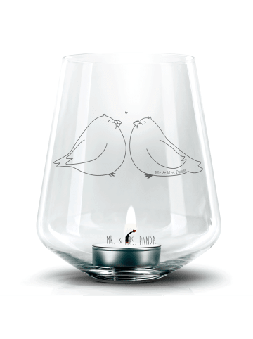 Mr. & Mrs. Panda Teelichtglas Turteltauben Liebe ohne Spruch in Transparent