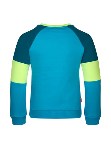 Trollkids Sweatshirt "Trollfjord" in Vivid-Blau/Limette/Dunkelblau