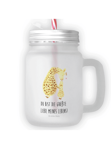 Mr. & Mrs. Panda Trinkglas Mason Jar Giraffe Kind mit Spruch in Transparent