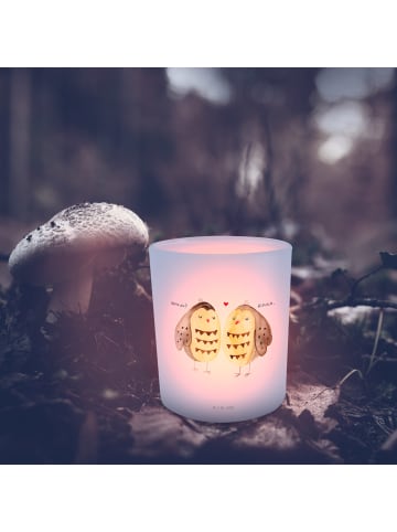 Mr. & Mrs. Panda Teelichthalter Glas Eulen Liebe ohne Spruch in Transparent