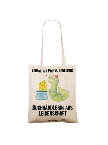 Mr. & Mrs. Panda Tragetasche Buchhändlerin Leidenschaft mit Spruch in Creme