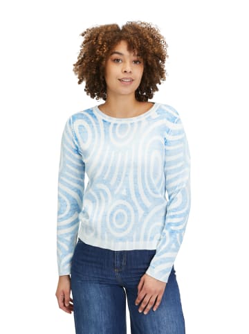 CARTOON Strickpullover mit Rundhalsausschnitt in Blau/Weiß