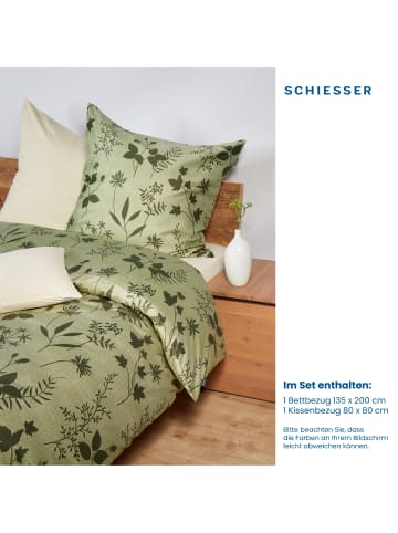 Schiesser Satin Bettwäscheset Ada in Hellgrün und Dunkelgrün