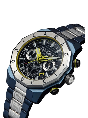 Carlo Colucci Quarz Chronograph Dorgnach in Blau/Silber