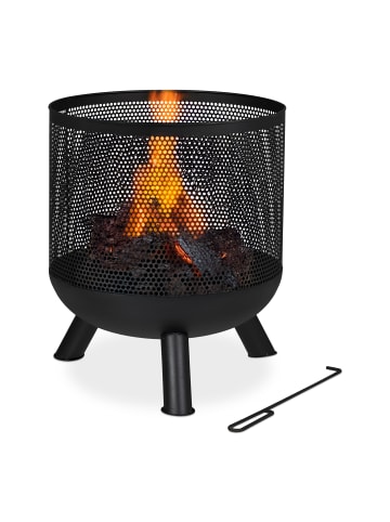 relaxdays Feuerkorb in Schwarz - (H)53 x (D)44 cm