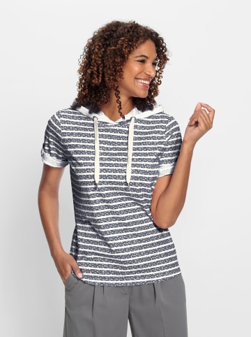 WITT WEIDEN Kapuzenshirt in marine-ecru-geringelt