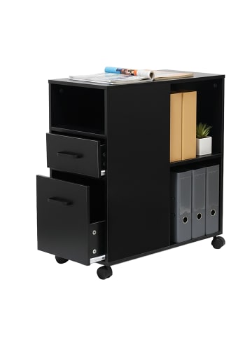 relaxdays Rollcontainer in Schwarz - (B)30 x (H)65 x (T)60 cm