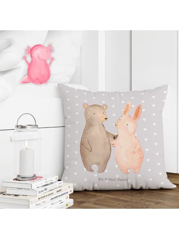Mr. & Mrs. Panda Sofa Kissen Bär und Hase Umarmen ohne Spruch in Grau Pastell
