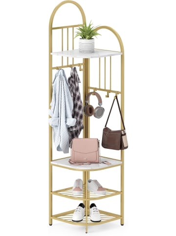 COSTWAY 180CM Garderobenständer Eck in Gold