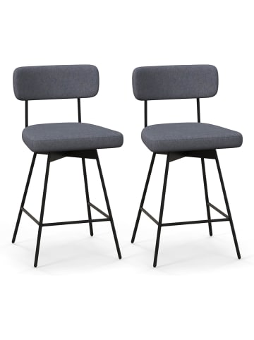 COSTWAY 2er Set Barhocker drehbar 47 x 51 x 90,5 cm in Grau