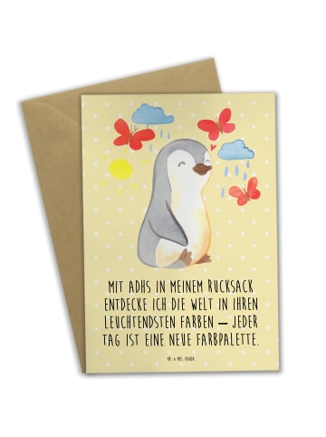 Mr. & Mrs. Panda Glückwunschkarte Pinguin ADHS mit Spruch in Gelb Pastell