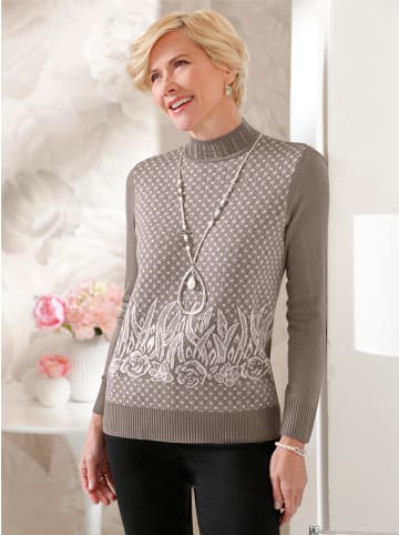 WITT WEIDEN Stehkragen-Pullover in taupe-ecru-gemustert