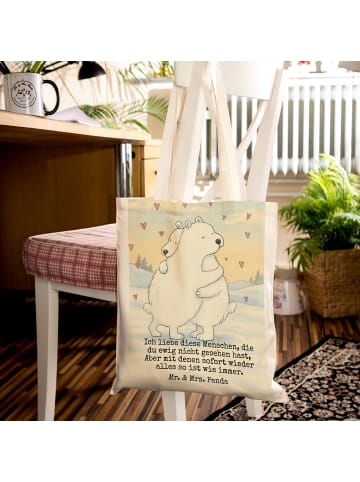 Mr. & Mrs. Panda Tasche Eisbär Umarmen Design mit Spruch in Weiß