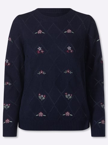 Sieh an! Ajour-Pullover in marine