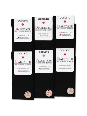 Occulto 6er Pack Herren Diabetiker Socken ohne Naht Oliver in Schwarz