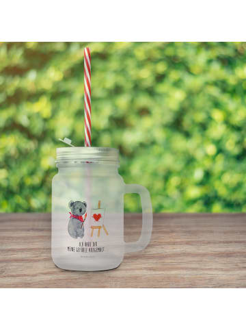 Mr. & Mrs. Panda Trinkglas Mason Jar Koala Künstler mit Spruch in Transparent
