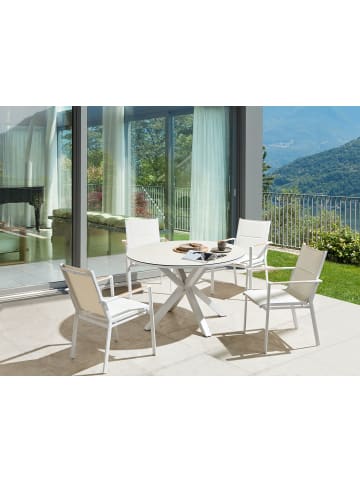 Beliani 5-tlg Gartentisch Set MALETTO/BUSSETO in Weiß/Grau/Beige