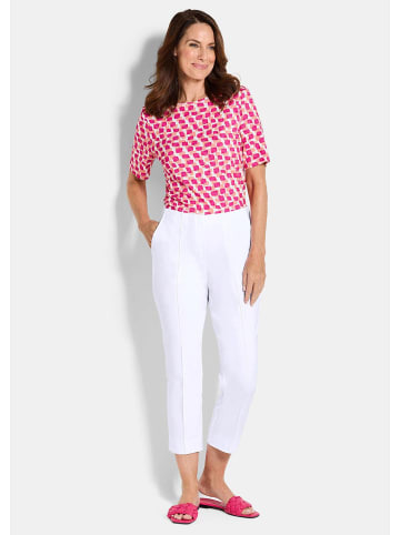 GOLDNER Elegante 7/8-Hose mit Biesen in weiß