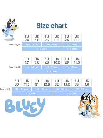 Bluey Sneaker mit Bluey und Bingo Motiv, in Blau - Leuchtende Sohle