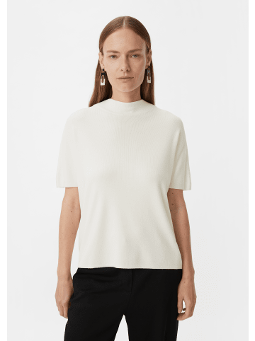 comma Strickpullover kurzarm in Creme