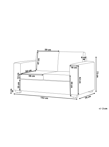 Beliani 2-Sitzer Sofa HELSINKI in Braun - (W) 152 x (H) 72 x (L) 76 cm