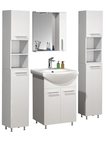 VCM  5tlg Waschplatz Waschtisch Spiegelschrank Lisalo M in Weiß