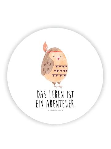 Mr. & Mrs. Panda Rund Magnet Eule Federschmuck mit Spruch in Weiß