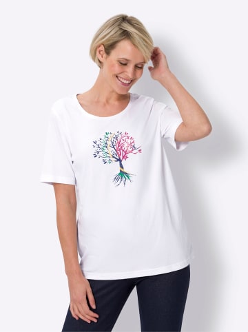 Sieh an! Kurzarm-Shirt in weiß-jeansblau