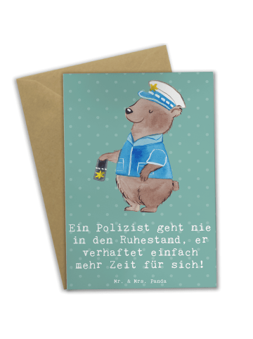 Mr. & Mrs. Panda Grußkarte Polizist Ruhestand mit Spruch in Meeresbrise