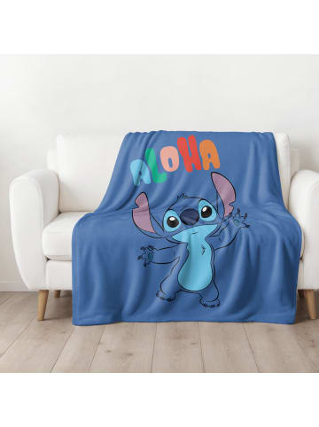 MTOnlinehandel Decke / Fleecedecke "Disney's Lilo & Stitch, Aloha" in Blau	