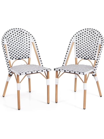 COSTWAY er Set Gartenstühle Polyrattan in Weiß