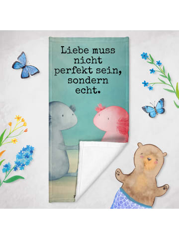 Mr. & Mrs. Panda Handtuch Axolotl Liebe Design mit Spruch in Weiß