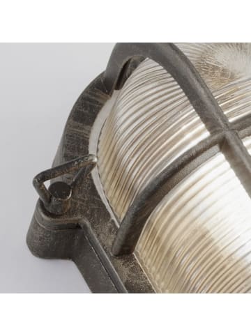 Licht-Erlebnisse Außen Wandlampe (B)16 x (H)25 cm in Silber Antik Klar/Transparent