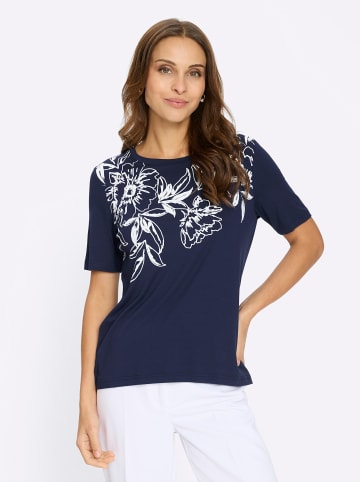 WITT WEIDEN Kurzarm-Shirt in marine-weiß-bedruckt