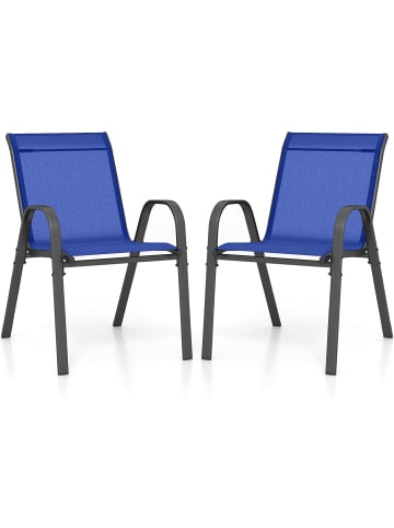 COSTWAY 2er Set Gartenstühle 56x70x84cm in Blau
