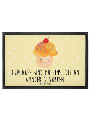 Mr. & Mrs. Panda fußmatte Cupcake mit Spruch in Gelb Pastell