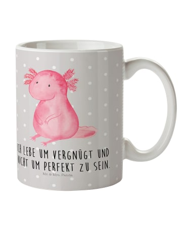 Mr. & Mrs. Panda Kindertasse Axolotl Niedlich mit Spruch in Grau Pastell