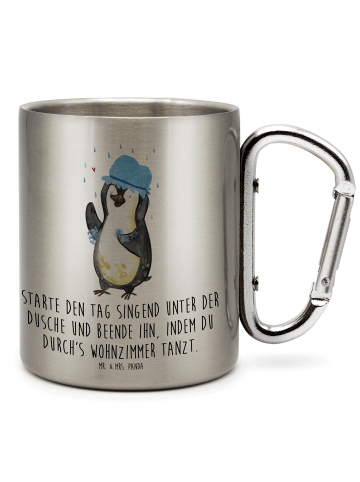 Mr. & Mrs. Panda Thermobecher Pinguin Duschen mit Spruch in Silber