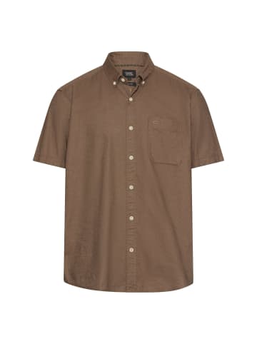 Camel Active Kurzarmhemd aus Leinenmix in Schlammbraun