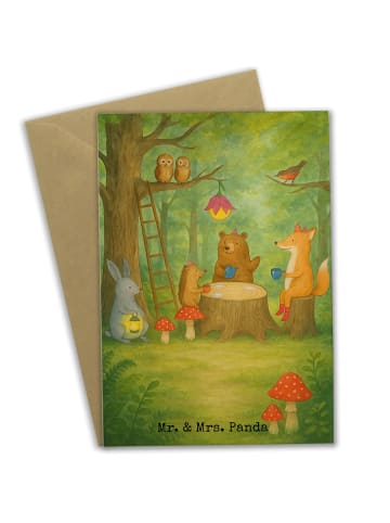 Mr. & Mrs. Panda babykarte Waldtiere Picknick Design ohne Spruch in Weiß